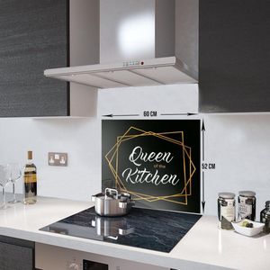 Queen of the Kitchen Tempered Glas Spatbescherming Voor Achter de Kookplaat 52cm x 60cm