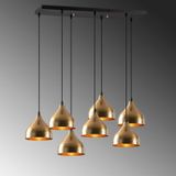 Metalen hanglamp met afstelbare hoogte - 7 lampenkappen - L88 x H114 cm - Goudkleurig en zwart - SONITI