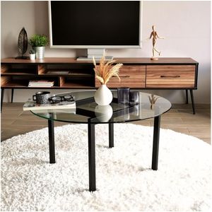 Koffie Tafel BALANCE 42x75 cm zwart/doorzichtig