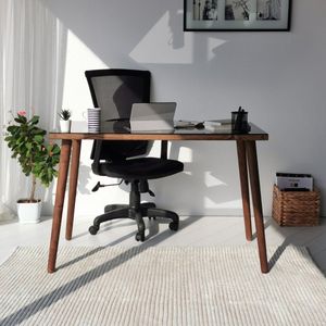 Mykra - Bureau - Bruin - Glas en Grenenhout - 110 cm x 60 cm x 73 cm