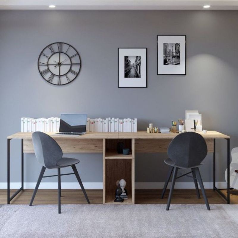 Kalune Design - Bureau Nisa - Naturel - Zwart - Spaanplaat en Metaal