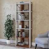 Arabic House Boekenkast Sakran Wit/Walnoot - Melamine - 180x63cm