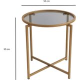 SET 2x Zijtafel diameter 50 cm goud/doorzichtig