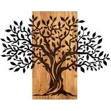 Woonaccessoires - Decoratief Houten Wandaccessoire - Zwart Walnoot Metaal - Afmetingen 72x58x0.12cm