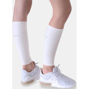 Artefit compressie kuit sleeves – compressie kousen voetloos - compressie sokken hardlopen - zonbescherming - L - White