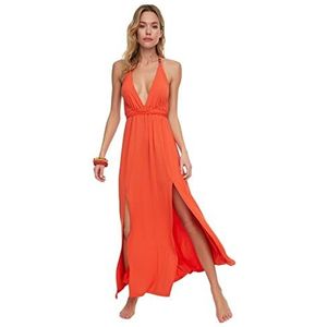 Trendyol Dames Beachwear Maxi Basic Relaxed Geweven Jurken, Oranje, S