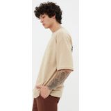 Trendyol - T-shirt - Beige - 100% Katoen - Oversized Fit Met Print