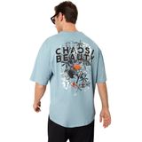 Trendyol - T-shirt - Beige - 100% Katoen - Oversized Fit Met Print