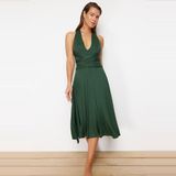 Jerseyjurk - Effen - Lang - V-hals - Met Riemdetail