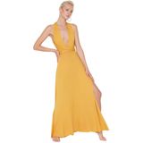 Jerseyjurk - Effen - Lang - V-hals - Met Riemdetail