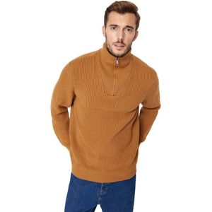 Trui - Grijs - 50% Acryl 40% Polyester 5% Wol 5% Andere Vezels - Opstaande Kraag Lange Mouwen