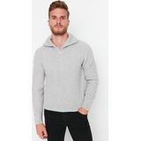 Trendyol - Turtleneck Trui - Grijs - Regular Fit - Wollen Rits