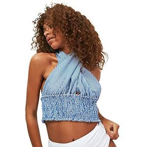 Trendyol Gebreide damesblouse met gestreepte edelstenen, Blauw