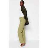 Trendyol - Basics - Hoge Taille Rechte Broek - Groen
