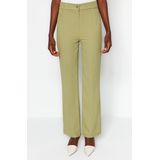 Trendyol - Basics - Hoge Taille Rechte Broek - Groen