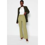 Trendyol - Basics - Hoge Taille Rechte Broek - Groen