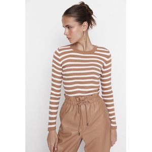 Trendyol Groene Basic Gestreepte Gebreide Trui Twoaw21Kz0942