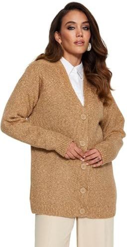 Trendyol Dames Ontwerp Ontspannen Basic V-hals Gebreide Kleding Bescheiden Vesten, Beige, M