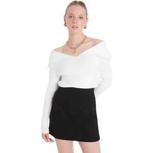 Trendyol Zwarte Carmen Kraag Gebreide Trui Twoaw22Kz0993