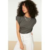 Trendyol TWOSS20TS0021 Volwassenen Vrouwen T-shirt Single - Antraciet