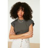 Trendyol TWOSS20TS0021 Volwassenen Vrouwen T-shirt Single - Antraciet
