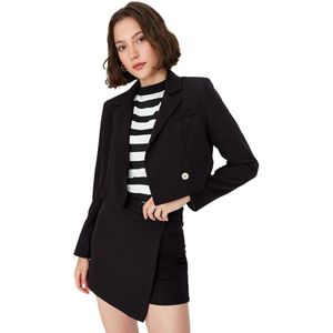 Trendyol - Blazer - Geweven Stof - Zwart - 95% Polyester 5% Elastaan