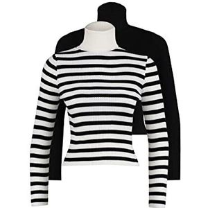 Trendyol Dames Regular Basic Coltrui Gebreide Trui, Zwart-veelkleurig, S