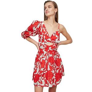 Trendyol Gedetailleerde poplin-jurk voor dames, multicolor, 38