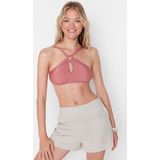 Trendyol Zwarte Geweven Linnenmix Strandshorts En Bermuda Tbess21Sr0058