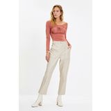 Trendyol Normaal Hoge taille Sigaretten TaÅŸ Sigarettengeweven imitatieleren broek TWOAW22PL0347