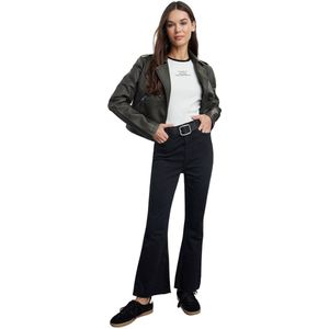 Trendyol Antraciet Trailing Disconnected High Waist Crop Flare Damesjeans, Antraciet, 42