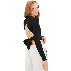 Trendyol Trendyol Damesblouse met ronde hals, gebreid, nauwsluitend, 1 stuk, zwart.