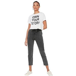 Trendyol Antraciet High Waist Jogger Mom Jeans Vrouwen, Antraciet