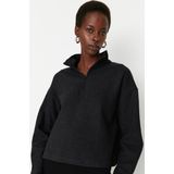 Trendyol - Thessaloniki - Gebreid Sweatshirt - Zwart - Normale Pasvorm