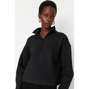 Trendyol - Thessaloniki - Gebreid Sweatshirt - Zwart - Normale Pasvorm