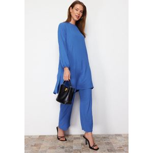 Trendyol - Tctss22Us0023 - Tuniekbroek - Indigo - Elastisch - Geweven Pak