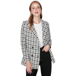 Trendyol - Double-Breasted Blazer - Zwart - Geweven - Dames