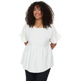 TRENDYOL - Oversized Blouse - Zwart - Plus-Size - Ronde Hals - Geweven Stof