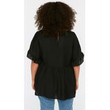 TRENDYOL - Oversized Blouse - Zwart - Plus-Size - Ronde Hals - Geweven Stof