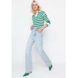 Trendyol - Twoss22Je0242 - Hoge Taille Wijde Pijp Jeans - Blauw