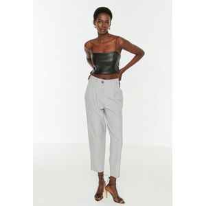Trendyol - Basics - Damesbroek - Grijs - Hoge Taille - Rechte Pasvorm