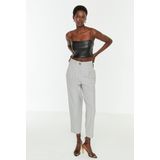 Trendyol - Basics - Damesbroek - Grijs - Hoge Taille - Rechte Pasvorm