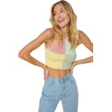 Trendyol Blauwe Cropped Colorblock Doorschijnende Blouse Twoss22Bz0402
