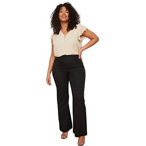 Trendyol Normale taille flare plus size broek dames broek, zwart.