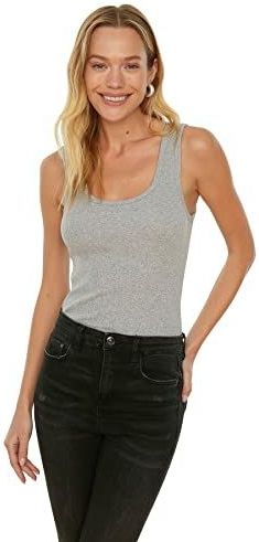 Trendyol Zwart Geborduurd Getailleerd/Body-Sit Badpak Met Geribbeld Flexibel Gebreid Ondershirt Twoss22Al0042