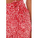 Trendyol - Minirok - Zwart - Bedrukte Mini-Stretch Gebreide Rok Met Ruches En Hoge Taille