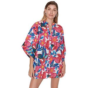 Trendyol Vrouwen Mini Shirt Jurk Regular Geweven Jurk, Veelkleurig, 40