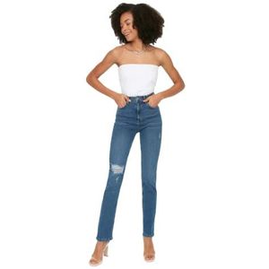 Trendyol Vrouwen High Waist Skinny fit Flare Jeans, marineblauw, 62