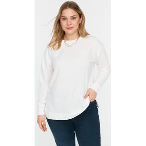 Trendyol Lage mouw Basis Ecru dun, gebreid sweatshirt met splitdetail TBBSS22SW0172