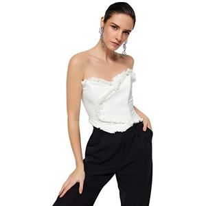 Trendyol Dames getailleerde basic sweetheart geweven bustier, Ecru, 68